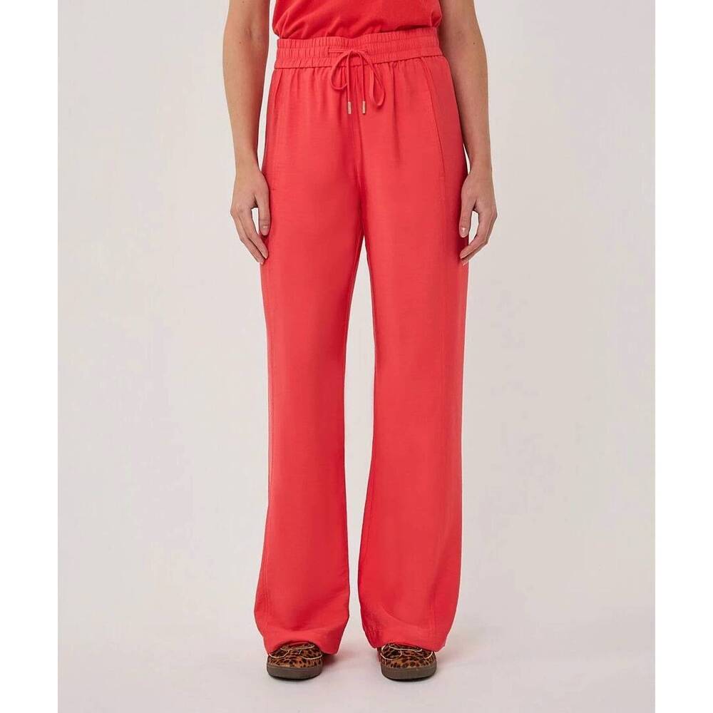 NEW ESQUALO wide elastic waist slub trousers in chili red